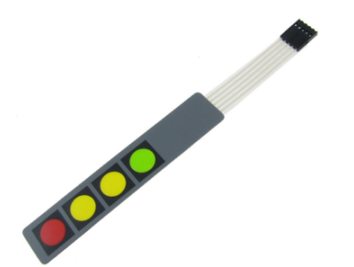 Teclado de membrana matricial 1x4 4 teclas, 12V, 107x20x0,8 mm para Arduino - Imagem 1