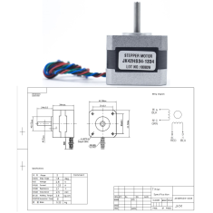 Motor de passo NEMA17 42BYG 34 mm 1,8&deg; 1,3 A eixo redondo JK42HS34-1334