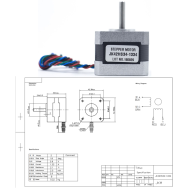 Motor de passo NEMA17 42BYG 34 mm 1,8&deg; 1,3 A eixo redondo JK42HS34-1334