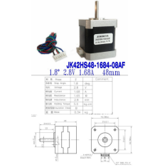 Motor de passo NEMA17 42BYG JK42HS48-1684-08AF 1,8&deg; eixo D 48 mm