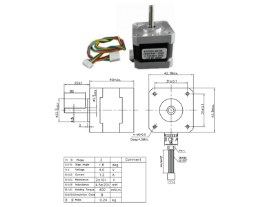 Motor de passo NEMA17 JK42HS40-1204D (17HS3001-20B) - Imagem 1