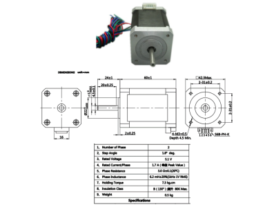 Motor de passo NEMA17 JK42HS60-1704A - Imagem 1