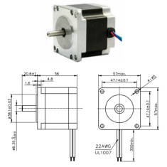 Motor de passo NEMA23 bif&aacute;sico h&iacute;brido JK57HS56-2804