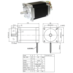 Motor de passo h&iacute;brido 2 fases JK86HS155-6004A 86 (NEMA34)