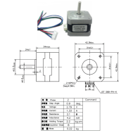 Motor de passo NEMA17 JK42HM34-1334A 2 fases h&iacute;brido 0,9&deg; eixo redondo