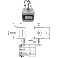 Motor de passo NEMA17 JK42HM40-1684, h&iacute;brido bif&aacute;sico