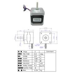 Motor de passo h&iacute;brido 2 fases NEMA17 JK42HM48-1684