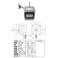 Motor de passo h&iacute;brido 2 fases NEMA17 JK42HM48-1684