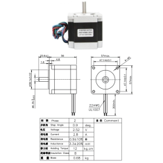 Motor de passo NEMA23 JK57HM56-2804