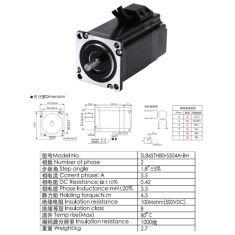 Motor de passo h&iacute;brido SL86STH80-5504A-BH 86 mm