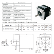 Motor de passo h&iacute;brido SL42STH34-1334A 42 mm alto torque