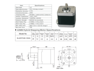 Motor de passo h&iacute;brido SL42STH48-1684A 42 mm alto torque - Imagem 1