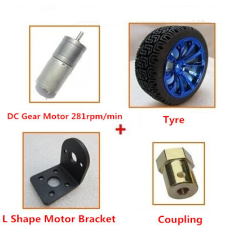 Kit self-balancing Smart Car, roda 65 mm, motor redutor 281 rpm, 6 V, suporte e acoplamento 4 mm