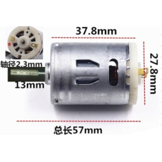 Mini motor DC escovado RS-385 24V 7.000 RPM com eixo de engrenagem di&acirc;metro 27,6 mm