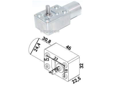 Motor redutor Worm JGY370 eixo maci&ccedil;o DC 12V 23 RPM autotravante alto torque roda resistente - Imagem 1