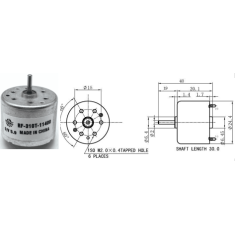 Motor DC Miniatura RF-310T-11400 5,9V, Gear Motor com eixo de 6 mm