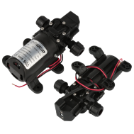 Bomba micro inteligente 12V 70W 4 L/min com sa&iacute;da &agrave; direita e nervuras em ambos os lados