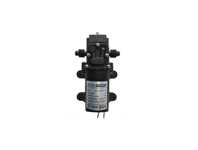 Bomba miniatura 12V 70W 4 L/min tipo refluxo, nervuras em ambos os lados, sa&iacute;da &agrave; direita - Imagem 1