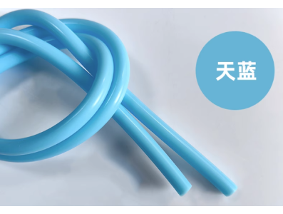 Tubo flex&iacute;vel de silicone 1 m azul celeste, conector grau aliment&iacute;cio - Imagem 1