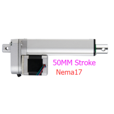 Atuador linear el&eacute;trico NEMA17, curso 50 mm, 10 mm/s, 500 N, DC 6-24 V