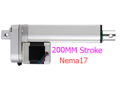 Atuador linear el&eacute;trico com motor de passo NEMA17, curso 200 mm, velocidade 35 mm/s, for&ccedil;a 150 N, DC 6 a 24 V - Imagem 1