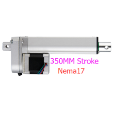 Atuador de haste el&eacute;trico com motor de passo NEMA17, curso 350 mm, 20 mm/s, 450 N, DC 6V a 24V