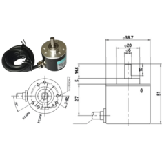 Encoder rotativo incremental fotoel&eacute;trico eixo s&oacute;lido D6 mm DC5-24V 100 pulsos