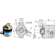 Encoder rotativo incremental fotoel&eacute;trico eixo oco &Oslash;8 mm DC 5 a 24 V 500 pulsos