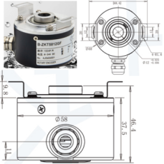 Encoder rotativo incremental fotoel&eacute;trico de eixo oco CHBG B-ZKT5812DGF 1024 pulsos DC 8-24V
