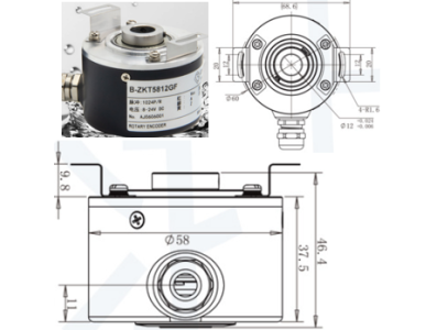 Encoder rotativo incremental fotoel&eacute;trico de eixo oco CHBG B-ZKT5812DGF 1024 pulsos DC 8-24V - Imagem 1