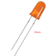 LED DIP 3 mm laranja difuso com terminais 28 mm
