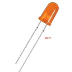 LED difuso laranja 3 mm, perna 18 mm