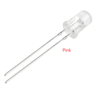 LED 3 mm rosa com lente Water Clear e perna de 28 mm