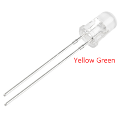 LED 3 mm Water Clear amarelo-verde com perna de 18 mm