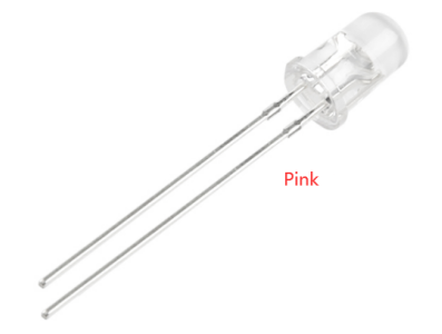 LED 3 mm rosa water clear, perna 18 mm - Imagem 1