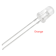 LED 3 mm laranja, lente water clear e pinos de 18 mm