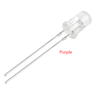 LED 3 mm roxo com lente water clear e pinos de 18 mm