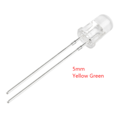 LED 5 mm com pernas de 28 mm, lente water-clear, cor amarelo/verde