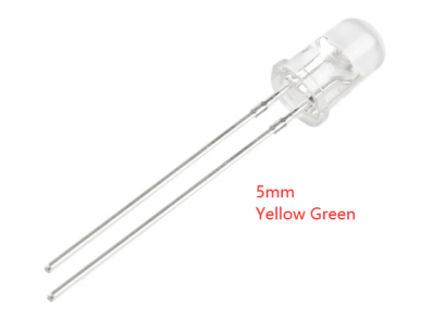 LED 5 mm com pernas de 28 mm, lente water-clear, cor amarelo/verde - Imagem 1