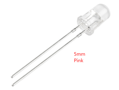 LED convencional 5 mm rosa water clear com perna de 28 mm - Imagem 1