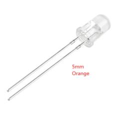 LED 5 mm laranja transparente (water clear), pino 28 mm, 5000 mcd