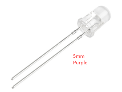 LED 5 mm roxo, lente water clear, perna 28 mm - Imagem 1