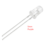 LED 5 mm roxo, lente water clear, perna 28 mm