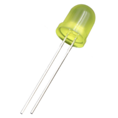 LED amarelo difuso 8 mm com terminais de 28 mm