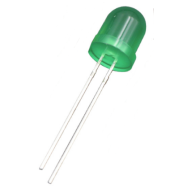 LED difuso verde 8 mm com pernas de 18 mm