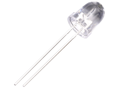LED 8 mm amarelo, lente water-clear (transparente), terminais 28 mm - Imagem 1
