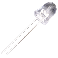 LED 8 mm amarelo, lente water-clear (transparente), terminais 28 mm