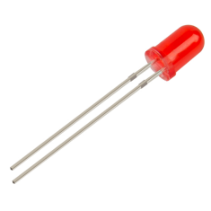 LED vermelho difuso 5 mm, perna 18 mm, flash &uacute;nico