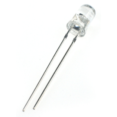 LED RGB 3 mm pisca r&aacute;pido, lente transparente (water clear), perna 28 mm