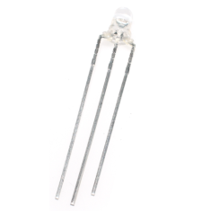 LED 3 mm bicolor vermelho e azul, lente water clear, pernas 28 mm, CA
